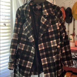 Plaid pea coat